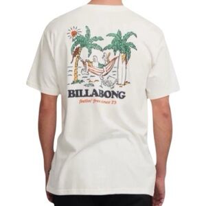 Billabong No Pressure Tee S Off-White Ring Spun Cotton Dual Print BNWT